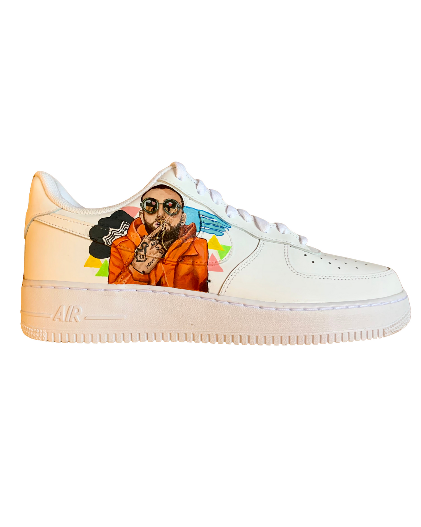 Mac Miller handpainted custom Airforce 1s